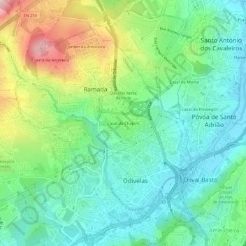 Casal do Chapim topographic map, elevation, terrain