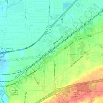 Reynolds topographic map, elevation, terrain