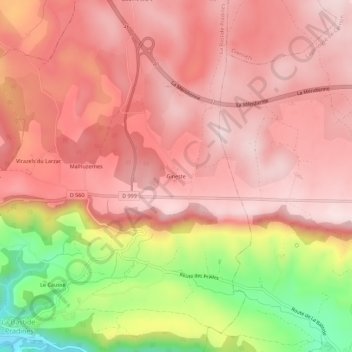 Gineste topographic map, elevation, terrain