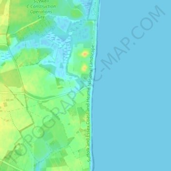 Sizewell topographic map, elevation, terrain