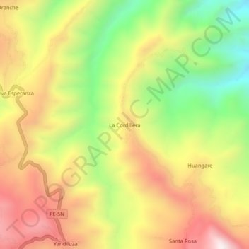 La Cordillera topographic map, elevation, terrain