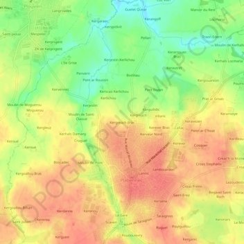 Kergreach Bras topographic map, elevation, terrain