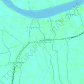 Sungai Bamban topographic map, elevation, terrain