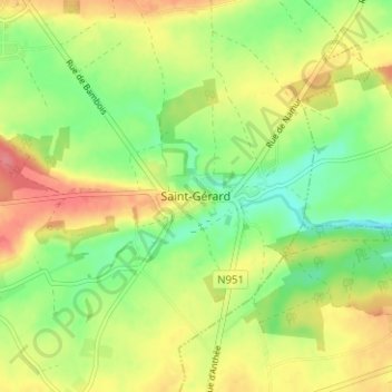 Saint-Gérard topographic map, elevation, terrain