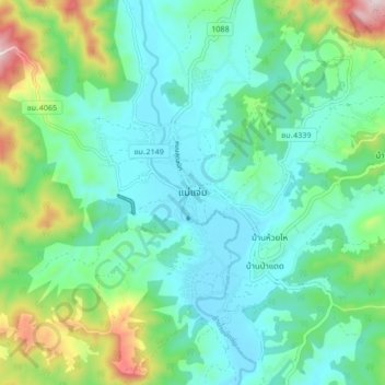 Mae Chaem topographic map, elevation, terrain