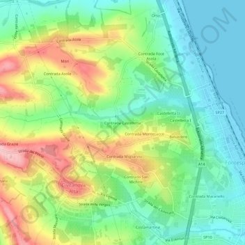 Contrada Castelletta topographic map, elevation, terrain