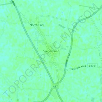 Swineshead topographic map, elevation, terrain