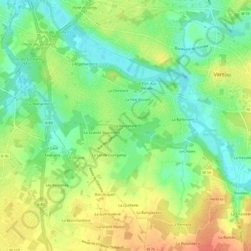 La Bourelière topographic map, elevation, terrain