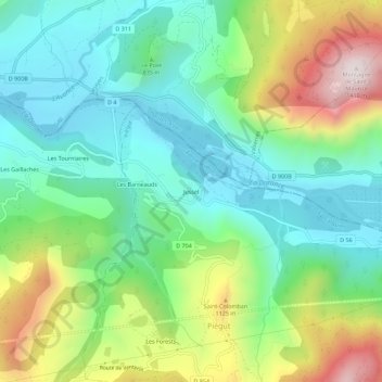 Jussel topographic map, elevation, terrain