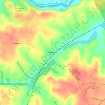Fort Motte topographic map, elevation, terrain