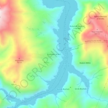 Dushman (Arrëz) topographic map, elevation, terrain
