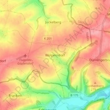 Wolperndorf topographic map, elevation, terrain