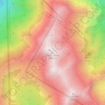 Cerro López topographic map, elevation, terrain