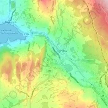 Augedal topographic map, elevation, terrain