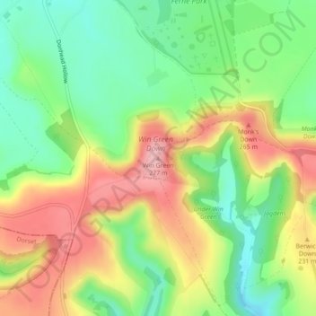 Win Green topographic map, elevation, terrain