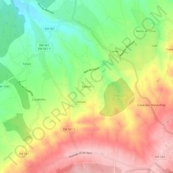 Fornos topographic map, elevation, terrain