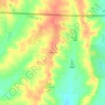Fulkerson topographic map, elevation, terrain