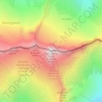 Turnerkamp - Cima di Campo topographic map, elevation, terrain