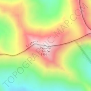 Cerro del Bolsón topographic map, elevation, terrain