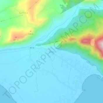 Ören topographic map, elevation, terrain