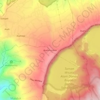 Asahmunduk topographic map, elevation, terrain