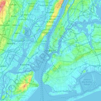 New York topographic map, elevation, terrain