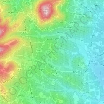 Pierreux topographic map, elevation, terrain