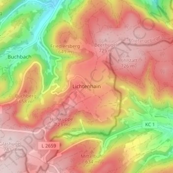 Lichtenhain topographic map, elevation, terrain