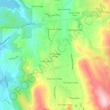 Saint Andrews Village topographic map, elevation, terrain