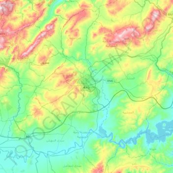 Béja topographic map, elevation, terrain