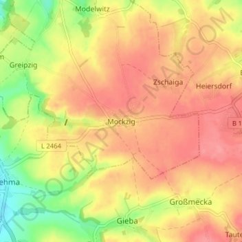 Mockzig topographic map, elevation, terrain
