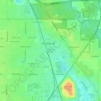 Northbrook Manor topographic map, elevation, terrain