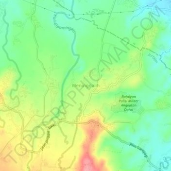 Weninggalih topographic map, elevation, terrain