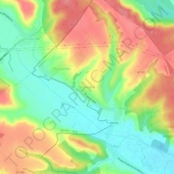 Simniceni topographic map, elevation, terrain