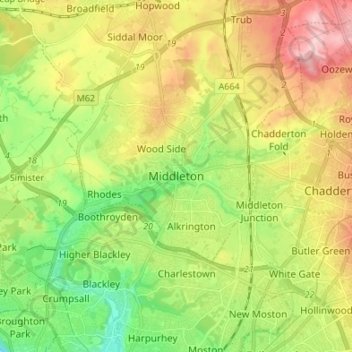 Middleton topographic map, elevation, terrain