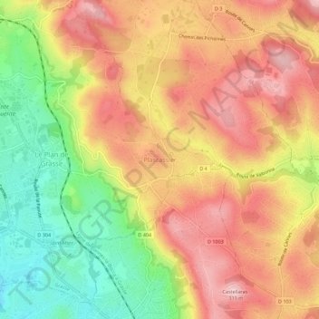Plascassier topographic map, elevation, terrain