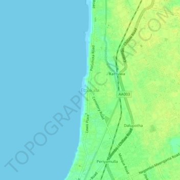 Ettukala topographic map, elevation, terrain