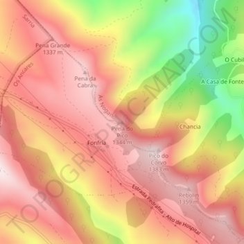 Pena do Pico topographic map, elevation, terrain
