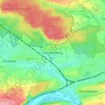 Schönenberg topographic map, elevation, terrain