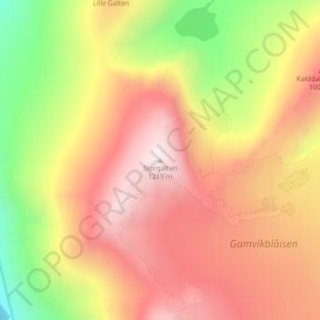 Storgalten topographic map, elevation, terrain