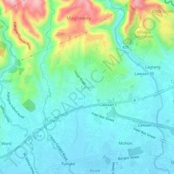 Linao topographic map, elevation, terrain