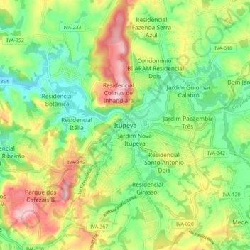 Itupeva topographic map, elevation, terrain