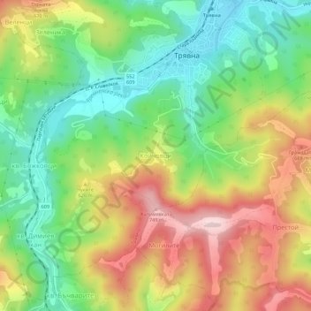 Koychovtsi topographic map, elevation, terrain