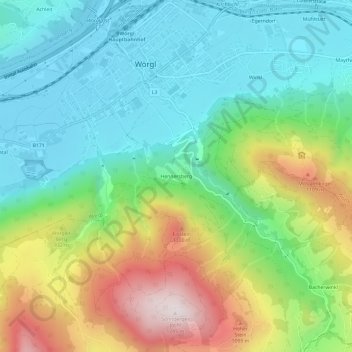 Hennersberg topographic map, elevation, terrain