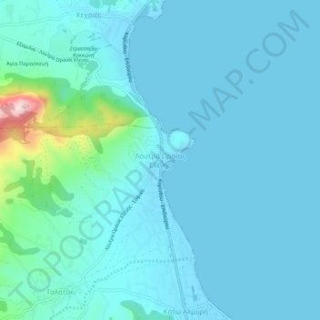 Loutra Oreas Elenis topographic map, elevation, terrain