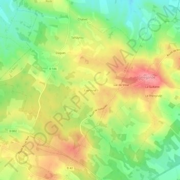 Cayrouse topographic map, elevation, terrain