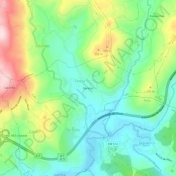 Bacelos topographic map, elevation, terrain