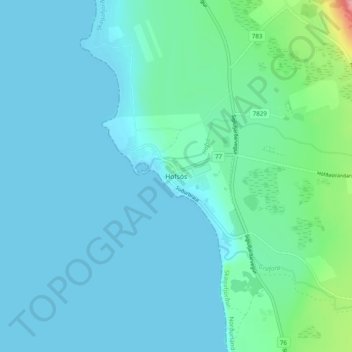 Hofsós topographic map, elevation, terrain