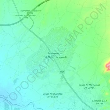 Tamansourt topographic map, elevation, terrain