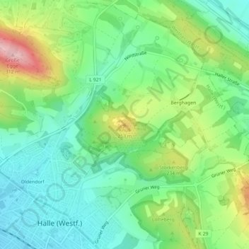Knüll topographic map, elevation, terrain